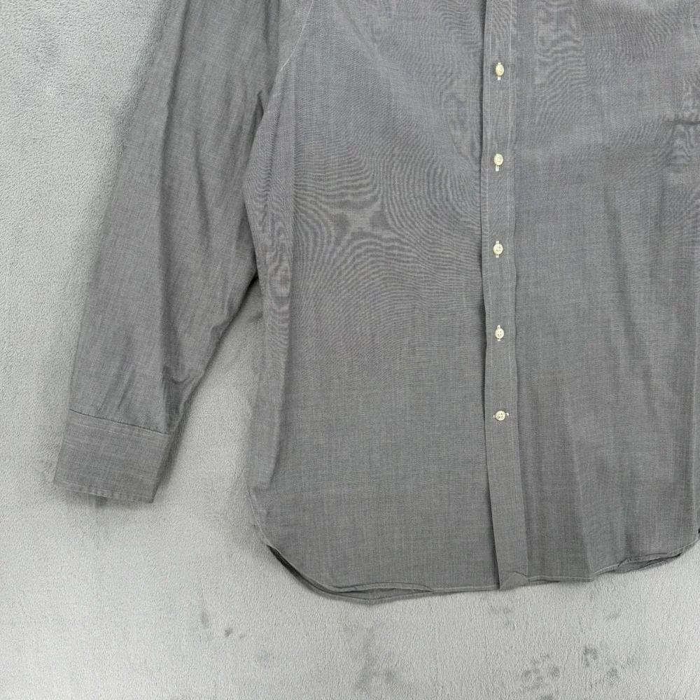 Polo Ralph Lauren Mens Large Slim Fit Gray Striped Dress Shirt Size 16 32/33